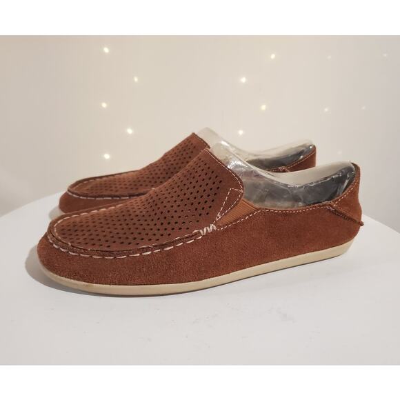 OluKai Shoes - OluKai Nohea Perf Suede Slip On Shoes Womens Size 7.5 Brown Casual Comfort Flats